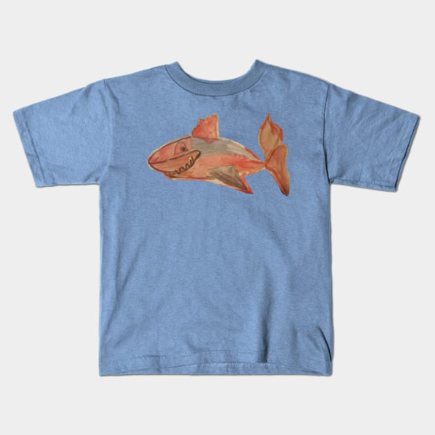 Crazy Smiling Shark Kids T-Shirt by TenomonMalke